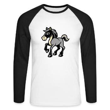 horse - Unisex Baseballshirt langarm - Weiß/Schwarz - Vorne - Nik (191cm)