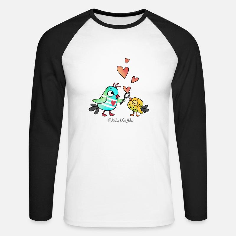 Bubble Hearts - Unisex Long Sleeve Baseball T-Shirt - white/black