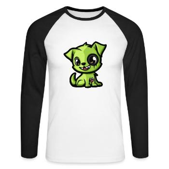 Hund Halloween Zombie Comic - Unisex Baseballshirt langarm - Weiß/Schwarz - Vorne - Nik (191cm)
