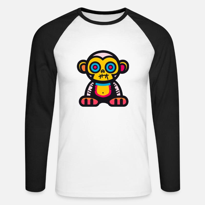 Affe Halloween Tier - Unisex Baseballshirt langarm - Weiß/Schwarz