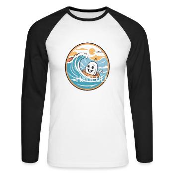 Honolulu Hawaii USA Geschenk Geschenkidee - Unisex Baseballshirt langarm - Weiß/Schwarz - Vorne - Nik (191cm)