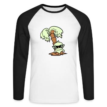 Ente Klein Süß Vogel Sonnenbrille Lustig Palme - Unisex Baseballshirt langarm - Weiß/Schwarz - Vorne - Nik (191cm)
