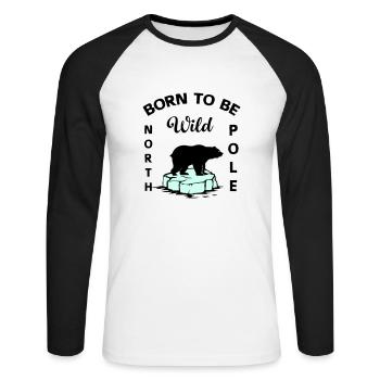 Ours polaire Wilderness Antarctique - T-shirt baseball manches longues Homme - blanc/noir - Devant - Nik (191cm)