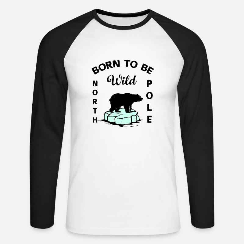 Polar Bear Wilderness Antarctica - Unisex Long Sleeve Baseball T-Shirt - white/black