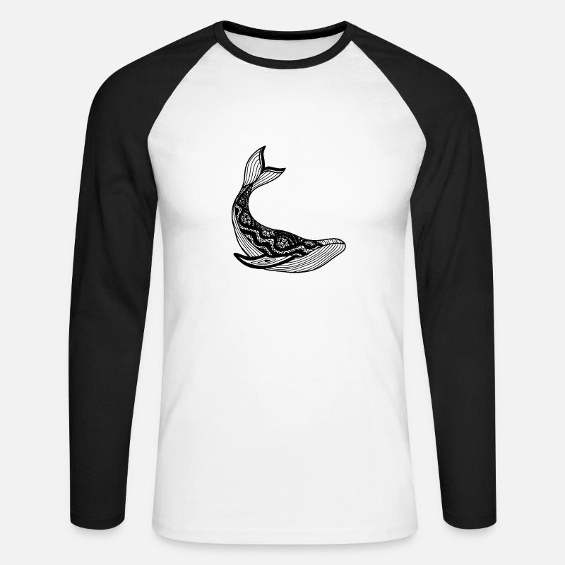Gemusterter Wal - Unisex Baseballshirt langarm - Weiß/Schwarz
