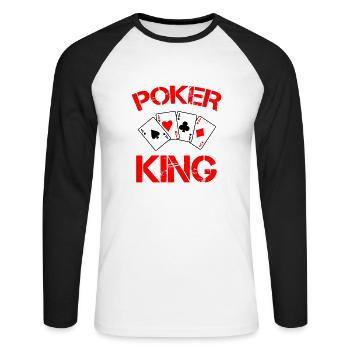 poker king - Unisex Baseballshirt langarm - Weiß/Schwarz - Vorne - Nik (191cm)