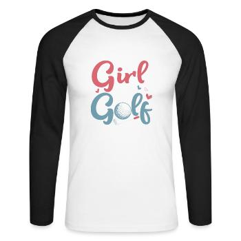 Just A Girl Who Loves Golf Golfer Hobby - Unisex Baseballshirt langarm - Weiß/Schwarz - Vorne - Nik (191cm)