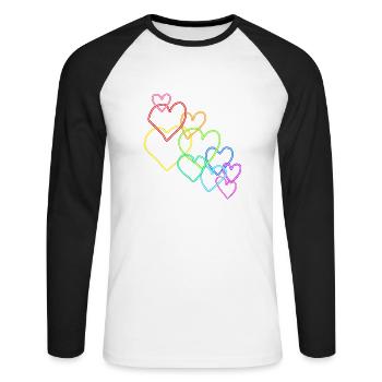 Colorful Hearts Valentine's Day - Unisex Long Sleeve Baseball T-Shirt - white/black - Front - Nik (191cm)