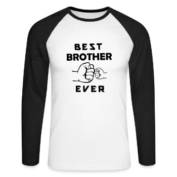 meilleur frère de tous les temps - T-shirt baseball manches longues Homme - blanc/noir - Devant - Nik (191cm)