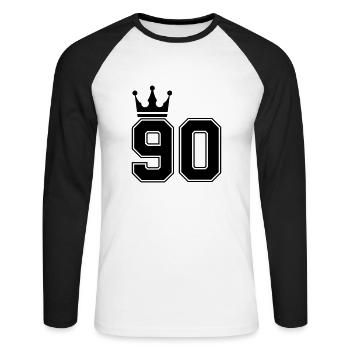 90 krone - Unisex Baseballshirt langarm - Weiß/Schwarz - Vorne - Nik (191cm)