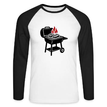 Grilling Steak Flame - Unisex Long Sleeve Baseball T-Shirt - white/black - Front - Nik (191cm)
