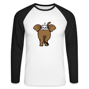 Chat Éléphant Équipe de marche Couché 2 Amis Mignon - T-shirt baseball manches longues Homme - blanc/noir - Devant - Nik (191cm)