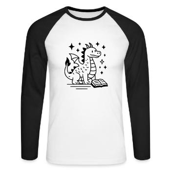 Dragon Drawing - Unisex Long Sleeve Baseball T-Shirt - white/black - Front - Nik (191cm)