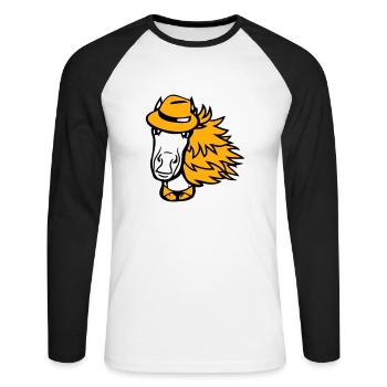 cheval homme chapeau costume cravate détective garçon cool - T-shirt baseball manches longues Homme - blanc/noir - Devant - Nik (191cm)