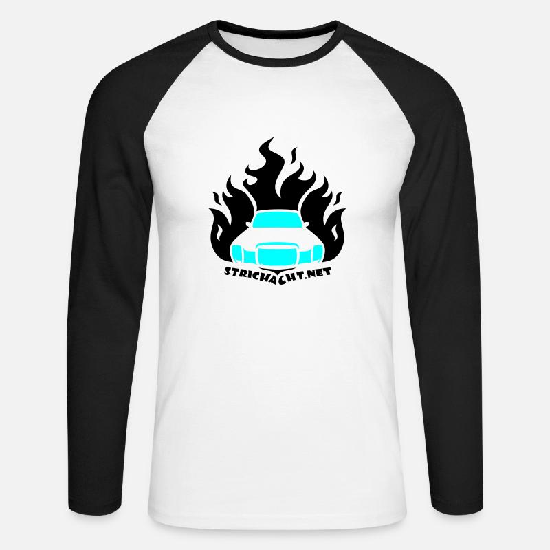 /8 Flame01 2C - Unisex Baseballshirt langarm - Weiß/Schwarz