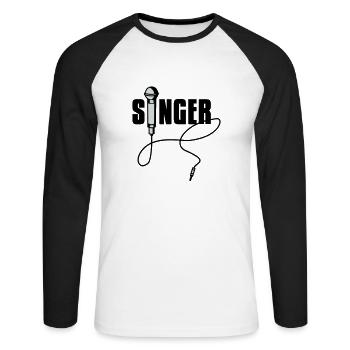 singer - Unisex Baseballshirt langarm - Weiß/Schwarz - Vorne - Nik (191cm)