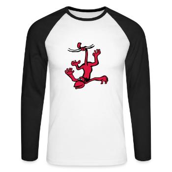 Affe - Unisex Baseballshirt langarm - Weiß/Schwarz - Vorne - Nik (191cm)