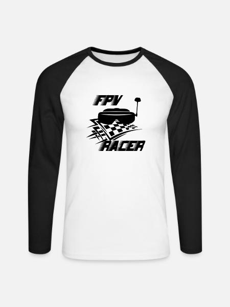 FPV Racer - T-shirt baseball manches longues Homme - blanc/noir