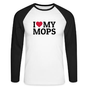 I love my Mops - T-shirt baseball manches longues Homme - blanc/noir - Devant - Nik (191cm)