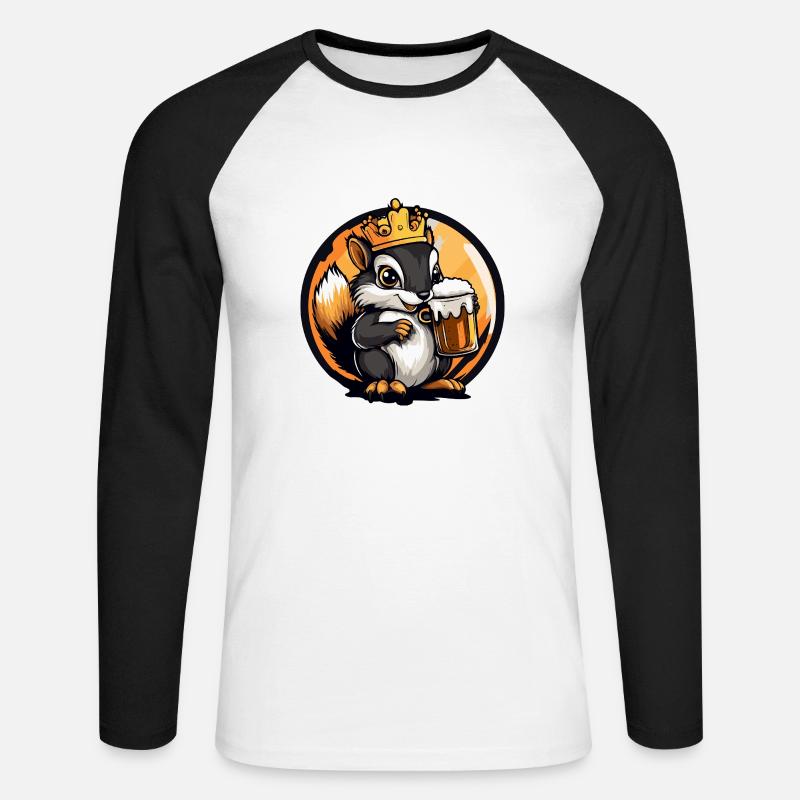 Eichhörnchen Bier - Unisex Baseballshirt langarm - Weiß/Schwarz