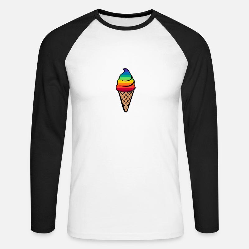Regenbogen Eis Geschenk - Unisex Baseballshirt langarm - Weiß/Schwarz