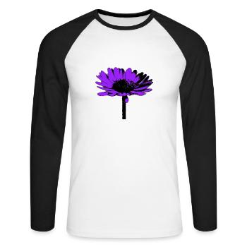 Fleur - T-shirt baseball manches longues Homme - blanc/noir - Devant - Nik (191cm)