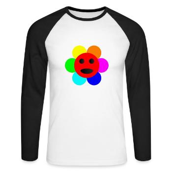 Psycho-Blume - Unisex Baseballshirt langarm - Weiß/Schwarz - Vorne - Nik (191cm)