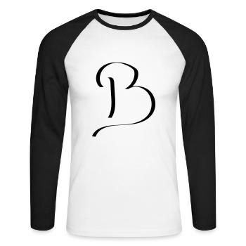 b - Unisex Long Sleeve Baseball T-Shirt - white/black - Front - Nik (191cm)