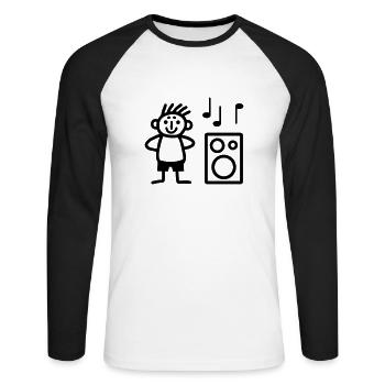 Lautsprecher Boxen - Unisex Baseballshirt langarm - Weiß/Schwarz - Vorne - Nik (191cm)
