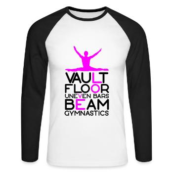 Vault Floor Uneven Bars Beam Gymnastics - T-shirt baseball manches longues Homme - blanc/noir - Devant - Nik (191cm)
