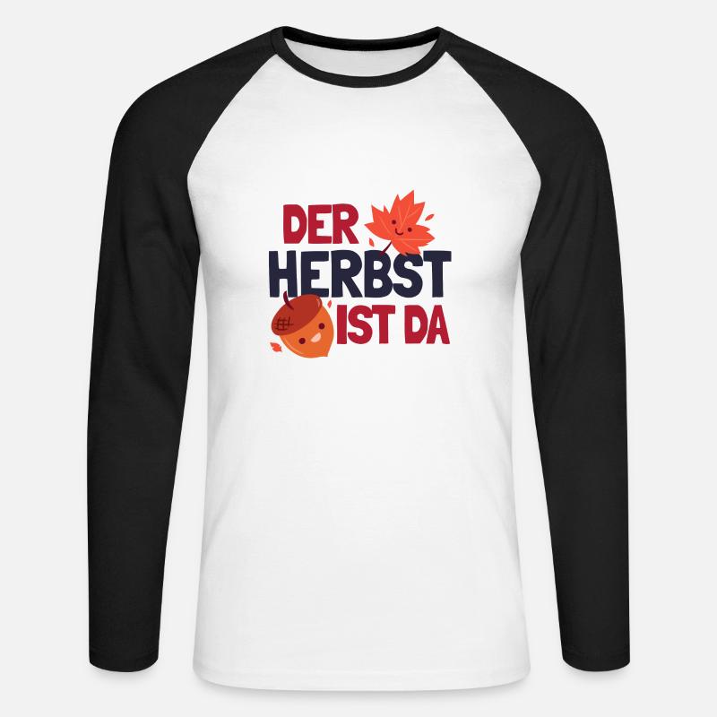 Der Herbst ist da - Unisex Baseballshirt langarm - Weiß/Schwarz