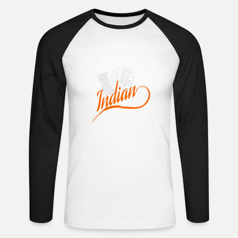 Indianer - Unisex Baseballshirt langarm - Weiß/Schwarz