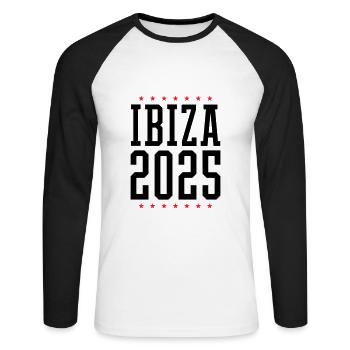 Ibiza 2025 - Unisex Long Sleeve Baseball T-Shirt - white/black - Front - Nik (191cm)