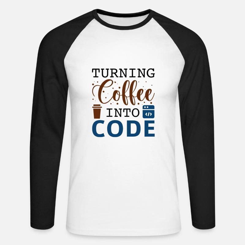 Kaffee in Code verwandeln - Unisex Baseballshirt langarm - Weiß/Schwarz