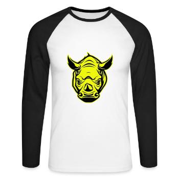 Rhino Head Portrait Icon - Unisex Long Sleeve Baseball T-Shirt - white/black - Front - Nik (191cm)
