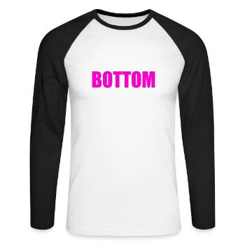 Bottom - T-shirt baseball manches longues Homme - blanc/noir - Devant - Nik (191cm)