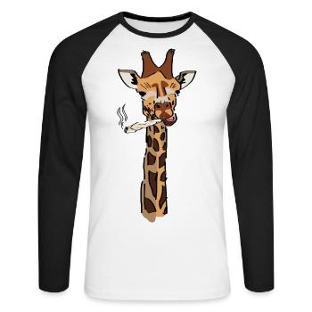 Psyche Giraffe - Unisex Baseballshirt langarm - Weiß/Schwarz - Vorne - Nik (191cm)