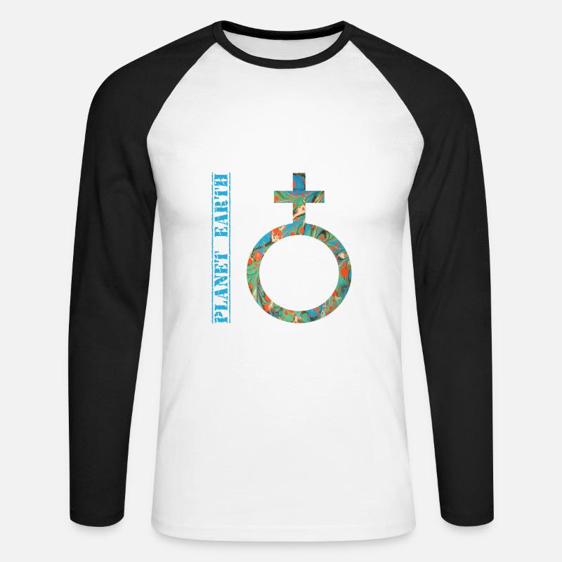 planet erde e 4 - Unisex Baseballshirt langarm - Weiß/Schwarz