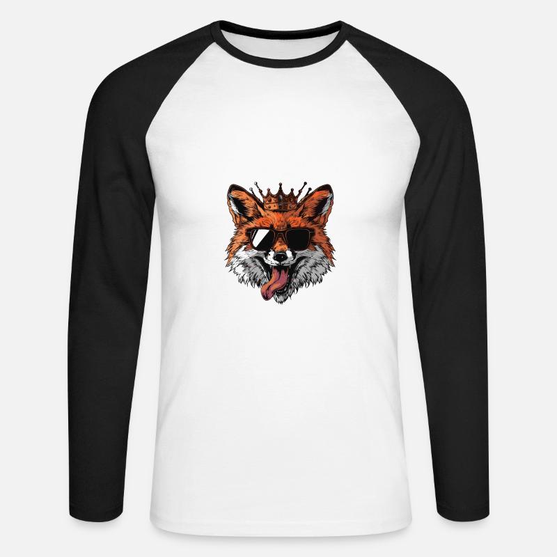 Fuchs Comic - Unisex Baseballshirt langarm - Weiß/Schwarz