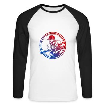 Baseball Silhouette Colorful - Unisex Long Sleeve Baseball T-Shirt - white/black - Front - Nik (191cm)