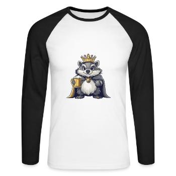 Hérisson Bière Drôle - T-shirt baseball manches longues Homme - blanc/noir - Devant - Nik (191cm)
