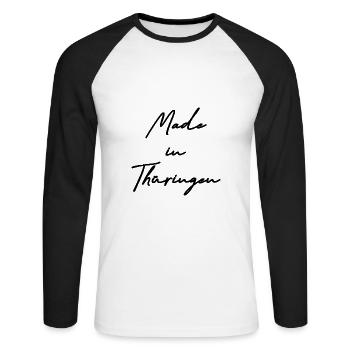 made in thüringen - Unisex Baseballshirt langarm - Weiß/Schwarz - Vorne - Nik (191cm)