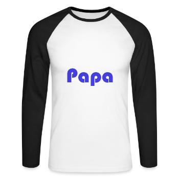 PAPY. FÊTE DES PÈRES. BONNE FÊTE PAPY. JE T'AIME. - T-shirt baseball manches longues Homme - blanc/noir - Devant - Nik (191cm)