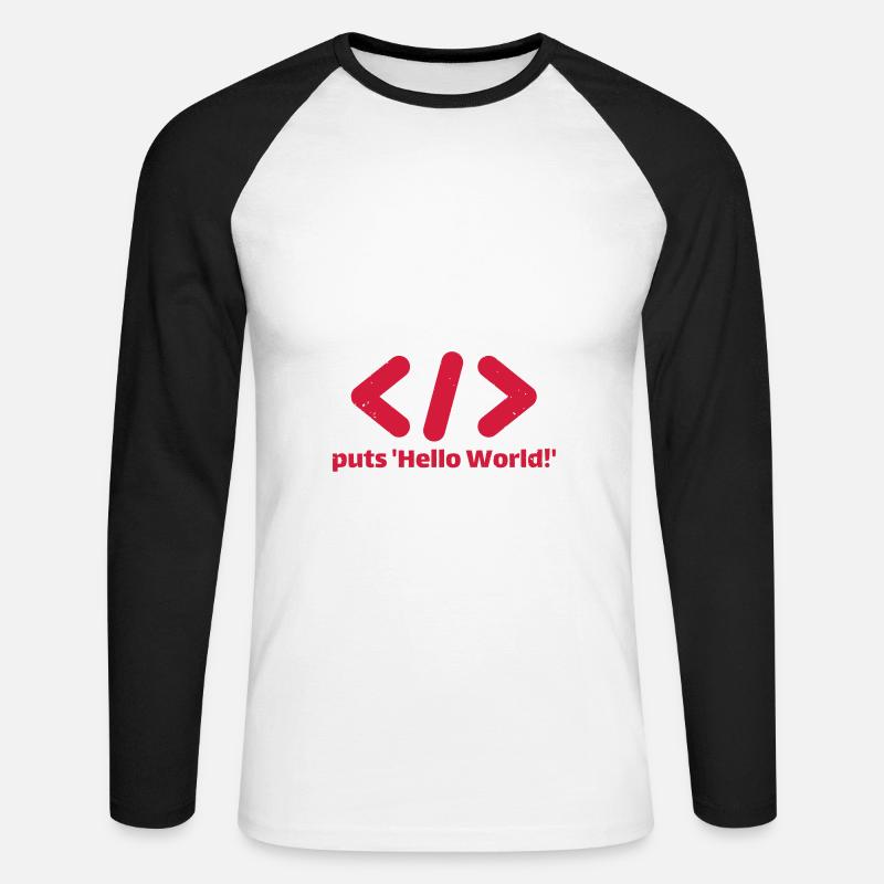 hello world programmieren ruby - Unisex Baseballshirt langarm - Weiß/Schwarz