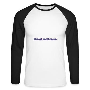 MERCI. MAÎTRESSE. MAÎTRE. MERCI MAÎTRESSE - T-shirt baseball manches longues Homme - blanc/noir - Devant - Nik (191cm)