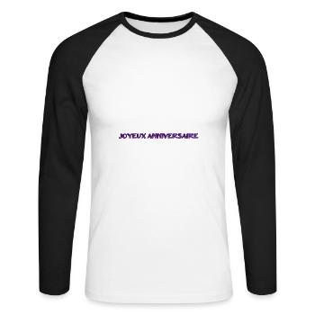 BIRTHDAY. HAPPY BIRTHDAY. HAPPY BIRTHDAY. - Unisex Long Sleeve Baseball T-Shirt - white/black - Front - Nik (191cm)