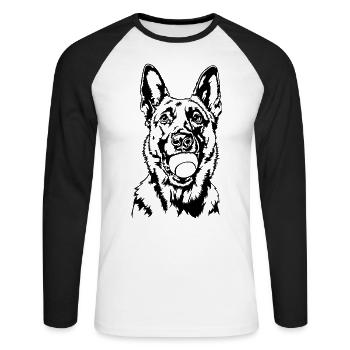 Malinois Ball Ball Junkie Dogs Wilsigns - Unisex Long Sleeve Baseball T-Shirt - white/black - Front - Nik (191cm)