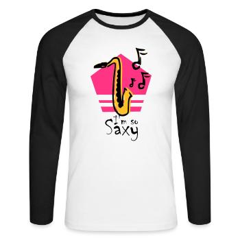 Saxophone Saxophone musique instrument cadeau idée - T-shirt baseball manches longues Homme - blanc/noir - Devant - Nik (191cm)