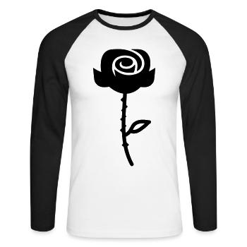 Symbole de la rose - T-shirt baseball manches longues Homme - blanc/noir - Devant - Nik (191cm)