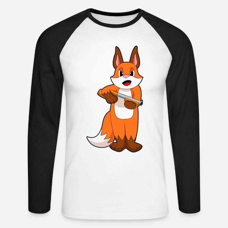 Fuchs Schrotflinte - Unisex Baseballshirt langarm - Weiß/Schwarz
